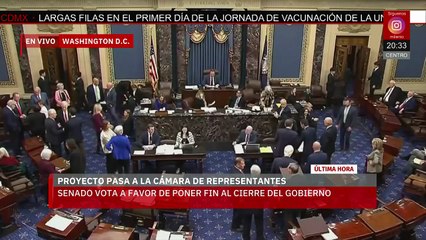 En EU, Senado aprueba iniciar el debate sobre ley para poner fin al cierre del gobierno