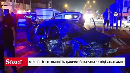 Mersin'de minibüs ile otomobilin çarpıştığı kazada 11 kişi yaralandı