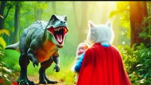 A cat saves little kids from a dinosaur 🦕