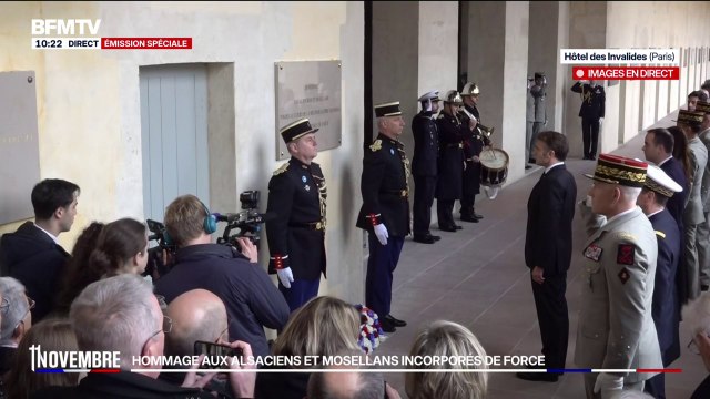 11-Novembre: Emmanuel Macron inaugure une plaque commémorative en mémoire des Malgré-nous , ces Alsaciens et Mosellans enrôlés de force dans l'armée allemande