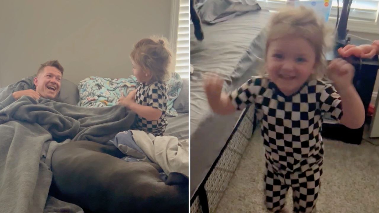 Daughter Jumps For Joy When She Realizes Soldier Dad Has Returned Home And Is Hiding In Bed | Happily TV