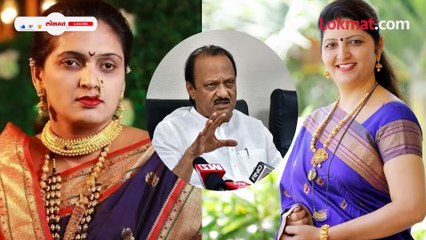 अजित पवार बॅकग्राऊंडला आणि खाली रूपाली पाटील ठोंबरे