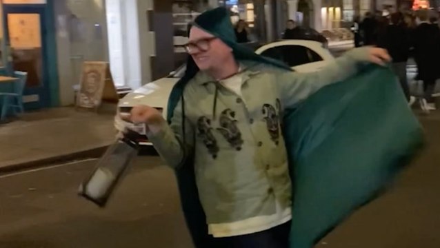Alan Carr surprises fans in London with props from Celebrity Traitors set