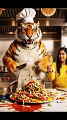 Tiger Chef Cooking Funny Food | Big Cat Tries to Cook Like a Human | Funny Animal Kitchen Moments