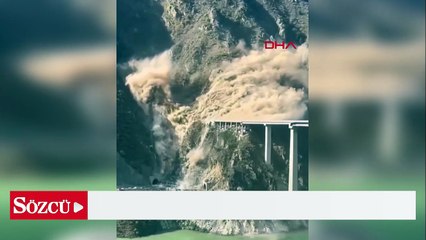 Çin’de birkaç ay önce açılan, 758 metre uzunluğundaki Hongqi Köprüsü çöktü