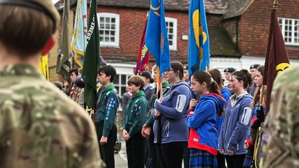 Uniformed groups, veterans and families join the Remembrance parade through Haslemere