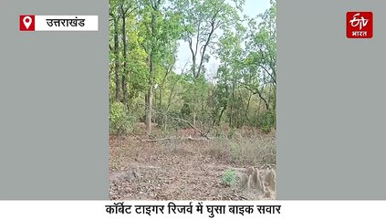 कॉर्बेट टाइगर रिजर्व में घुसा बाइक सवार, बाघ के सामने से गुजरा शख्स, कैमरे में कैद वीडियो, विभाग ने दिए जांच के आदेश