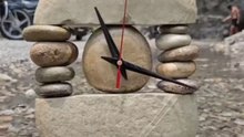 Creative craftsman builds a unique handmade stone showpiece clock from scratch