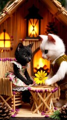 Black & White Cat Couple on a Romantic Date | Cute Cat Love Story | Adorable Animal Romance