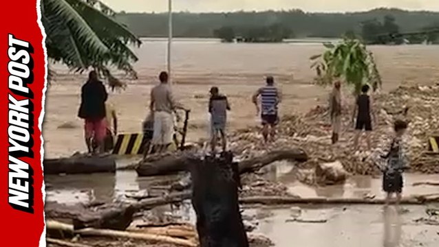 Super Typhoon Fung-Wong causes raging rivers and flooded fields in Philippines