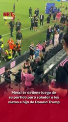 😮📷 Al finalizar el encuentro, #Messi se acercó a las gradas para convivir y tomarse fotos con la familia del presidente estadounidense, generando revuelo en redes.