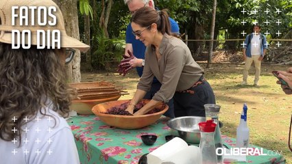 Rainha da Dinamarca visita fábrica de chocolate no Combu ao lado de Daniela Barbalho