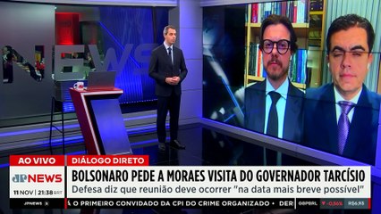 Bolsonaro pede a Moraes autorização para visita de Tarcísio de Freitas