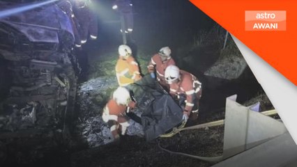 Pemandu rentung dalam kemalangan lori kontena di Lebuhraya PLUS
