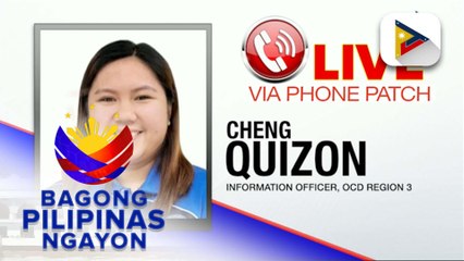 Panayam kay Information Officer, OCD-Region 3, Cheng Quizon ukol sa situation sa Central Luzon mula sa pananalasa ng Bagyong #UwanPH