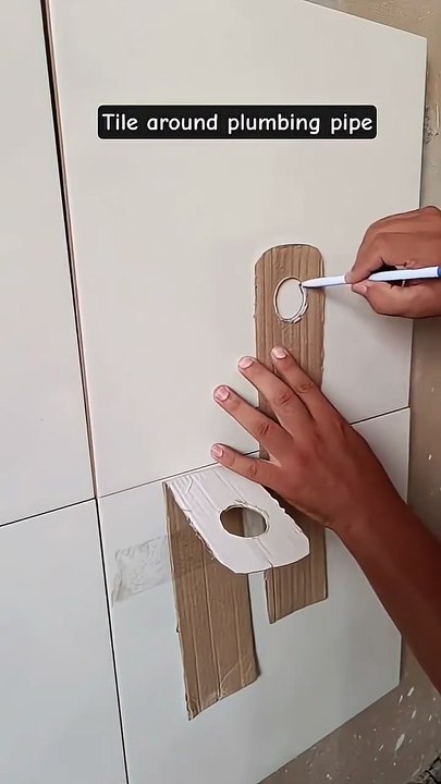 Easily cut tile around plumbing pipes #diy