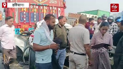 सोनीपत गन्नौर NH-44 पर भीषण हादसा: भगवान के दर्शन को निकला था परिवार, कार के उड़े परखच्चे, ट्रक-बस से भिड़ी गाड़ी