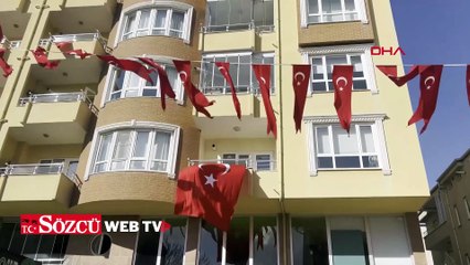 Niğdeli şehidin babaevine Türk bayrakları asıldı
