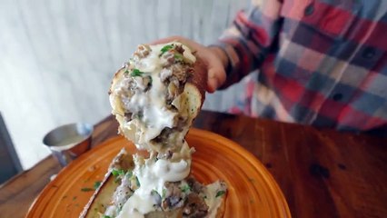 HIDDEN-GEM ITALIAN RESTAURANT in New York! GIANT GARLIC KNOT SLIDERS _ Who's Hungry_ _ DEVOUR POWER