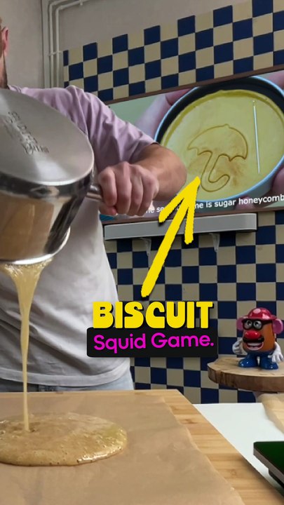 Le biscuit de Squid Game MAIS version géante #squidgame #biscuit #dalgona #foodchallenge #defi