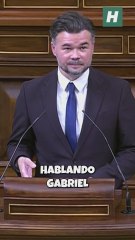 Rufián va a comparecer en el Congreso, ve la bancada de Vox y PP vacía y deja una frase para esculpir en piedra