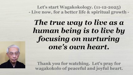 The true way to live as a human being is to live by focusing on nurturing one's own heart. 11-12-2025