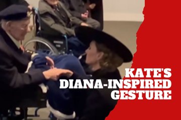 Kate Middleton kneels before veteran channeling Princess Diana