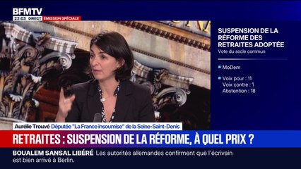 Suspension de la réforme des retraites: "C'est une manière d'évacuer l'abrogation", estime Aurélie Trouvé (LFI)