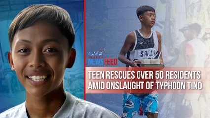 Teen rescues over 50 residents amid onslaught of Typhoon Tino | GMA Integrated Newsfeed