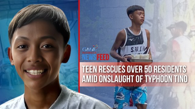 Teen rescues over 50 residents amid onslaught of Typhoon Tino | GMA Integrated Newsfeed