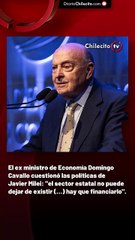 El ex ministro de Economía Domingo Cavallo cuestionó las políticas de Javier Milei: "el sector estatal no puede dejar de existir (…) hay que financiarlo".