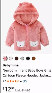 New .Newborn Infant Baby Boys Girls Cartoon Fleece Hooded Jacket Coat with Ears Warm Todder Kids Outwear Coat Zipper Up 1-6Y