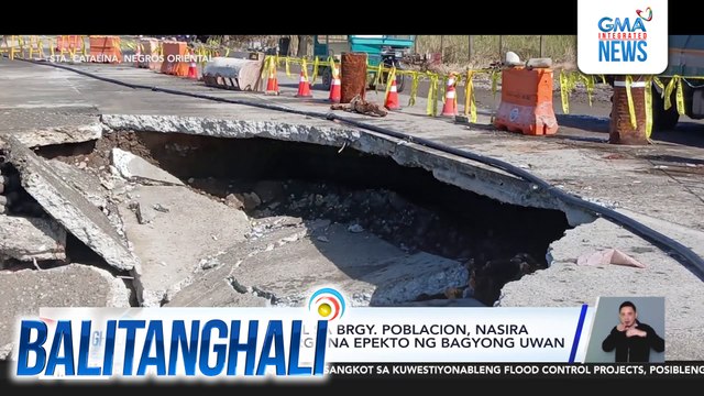 Kalsada at seawall sa Brgy. Poblacion, nasira dahil sa storm surge na epekto ng Bagyong Uwan | Balitanghali