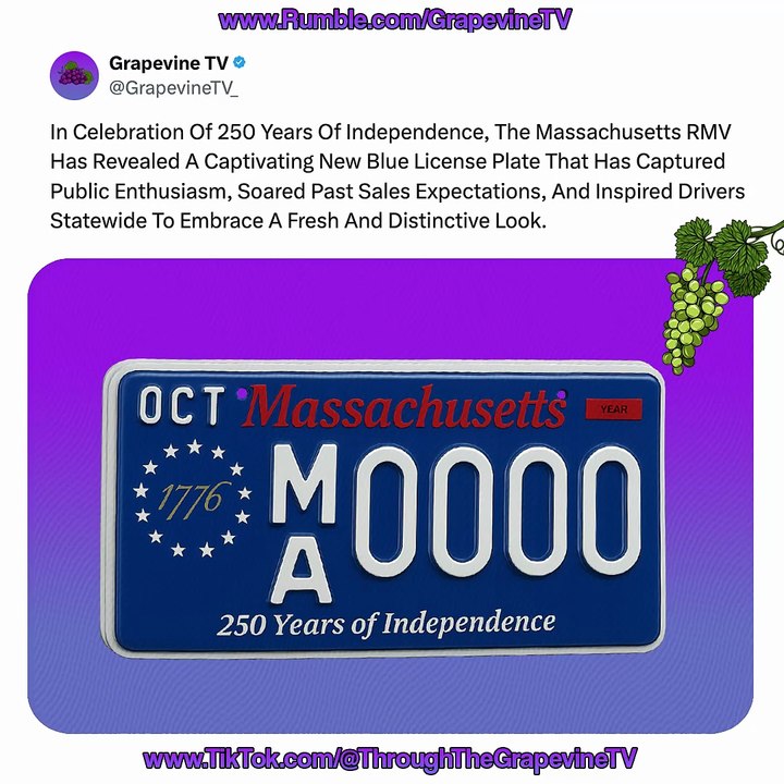 Massachusetts RMV Unveils New License Plate Celebrating 250 Years, Surpassing Sales Expectations