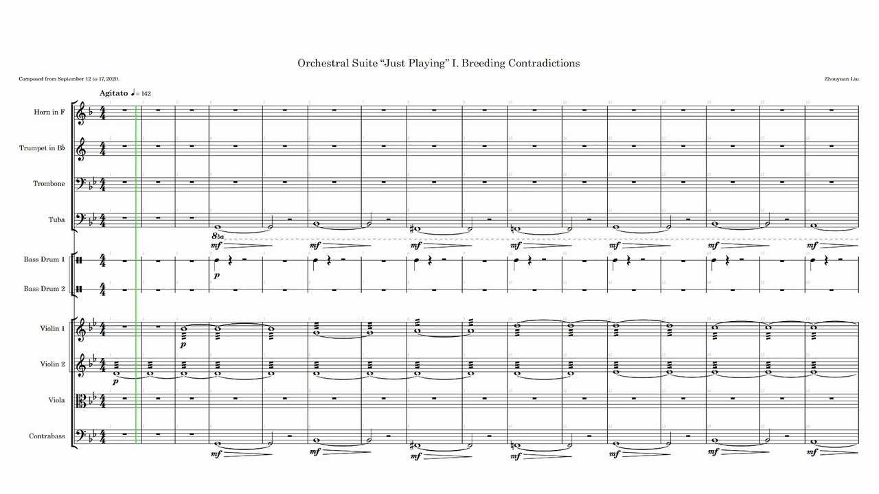 Orchestral Suite Just Playing I. Breeding Contradictions Composed from September 12 to 17, 2020. (Horizontal complete score)