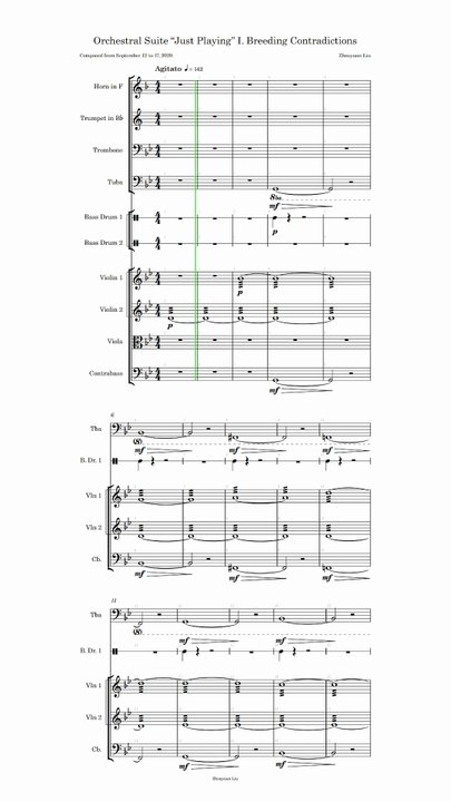 Orchestral Suite Just Playing I. Breeding Contradictions Composed from September 12 to 17, 2020. (Vertical Complete Score)