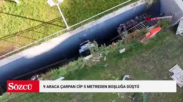Bahçelievler'de otomobil araçlara çarparak yaklaşık 5 metreden düştü