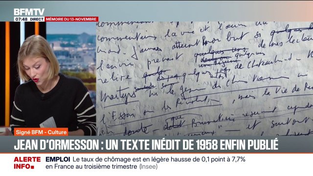 SIGNÉ BFM - Un texte inédit de Jean d'Ormesson datant de 1958 publié
