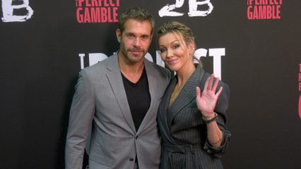 Stephen Huszar and Katie Cassidy attend the red carpet premiere of "The Perfect Gamble" in Los Angeles