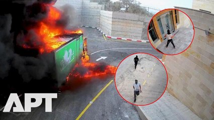 CCTV Captures Masked Israeli Settlers Torching Palestinian Dairy Factory in West Bank | APT