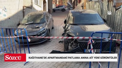 Kağıthane'de apartmandaki patlamanın ardından çıkan yangına ilişkin yeni görüntü