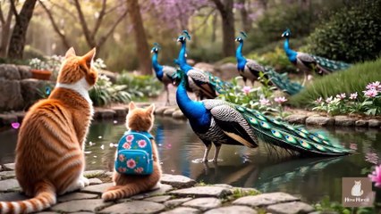 Mama Cat Trims Fur on the Farm and Makes Tiger Hat For Kittens At Home🐾🎩🐯_6