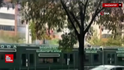 Gaziantep’te tramvaya yıldırım isabet etti, faciadan dönüldü