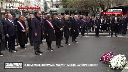 Commémorations du 13-Novembre:  une minute de silence, en présence d'Emmanuel Macron, en hommage aux victimes de la terrasse de la Bonne Bière