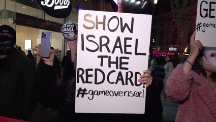 Protesters call for Israel to be banned from football at UEFA Euro 2028 launch event