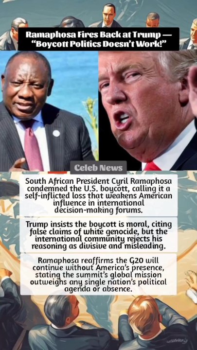 Ramaphosa Fires Back at Trump — “Boycott Politics Doesn’t Work!” #news #trump #G20