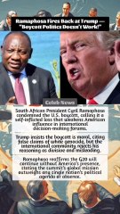 Ramaphosa Fires Back at Trump — “Boycott Politics Doesn’t Work!” #news #trump #G20