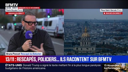 Attentats du 13-Novembre: “Je sais pourquoi je me lève le matin, je me lève pour ces 132 personnes, ça me donne une force supplémentaire (...) ma vie est beaucoup plus belle maintenant”, détaille Bruno Poncet, rescapé du Bataclan