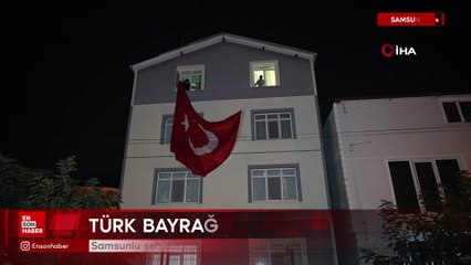 Samsunlu şehidin baba evine Türk bayrağı asıldı