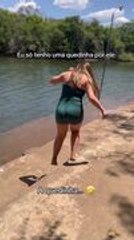 Woman's Excited Run to Lake Ends in Funny Slip and Fall